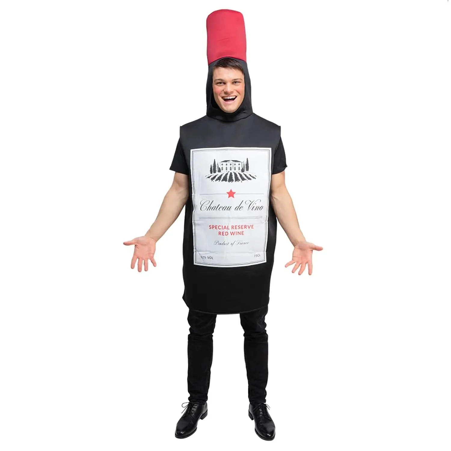 Adults Funny Red Wine Bottle Drink Fancy Dress Costume One Size