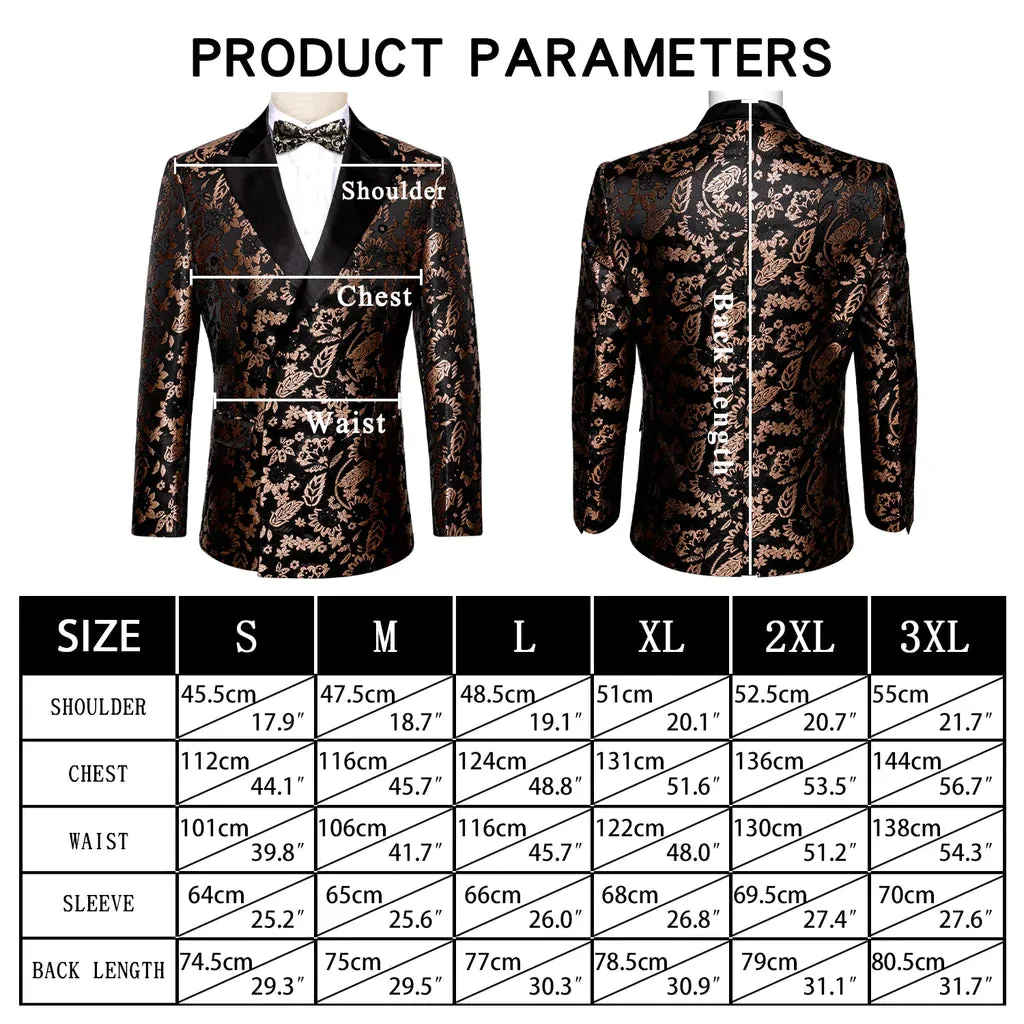 Black Grey Floral Men's Suit for Party