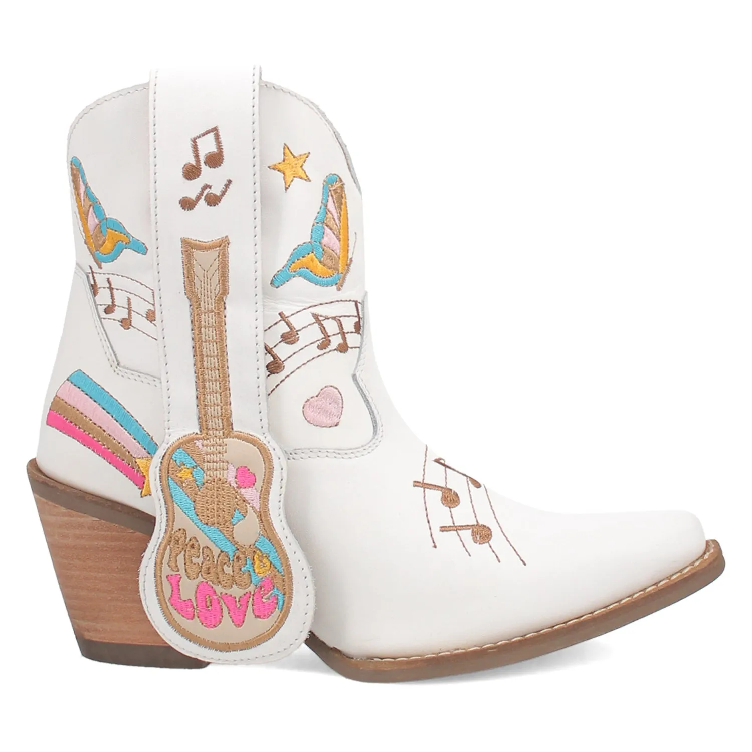 Dingo Womens Melodyie White Leather Cowboy Boots