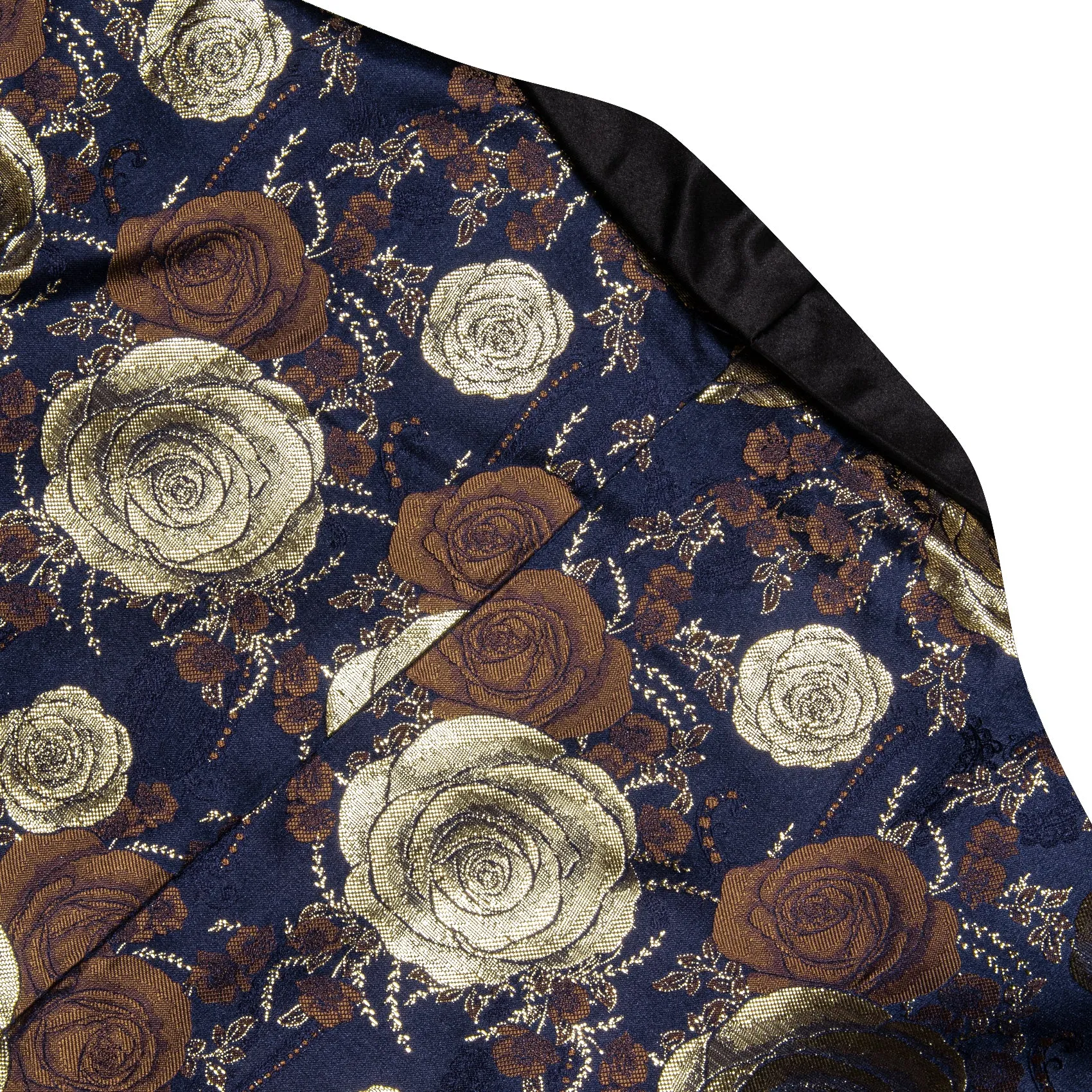 Gold Blue Brown Floral Rose Men's Suit for Party