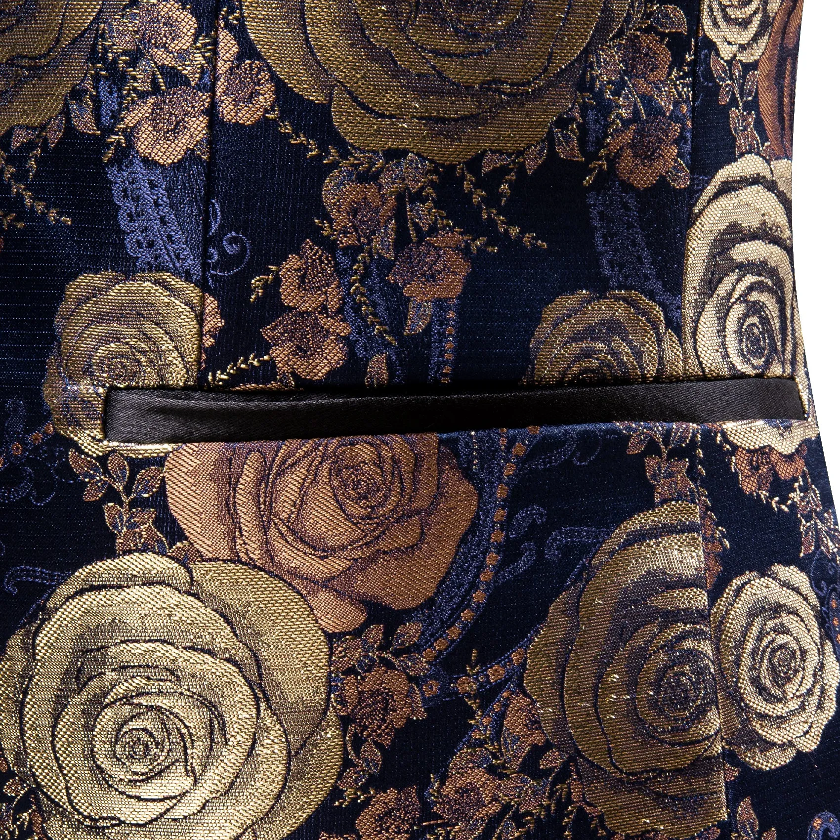 Gold Blue Brown Floral Rose Men's Suit for Party