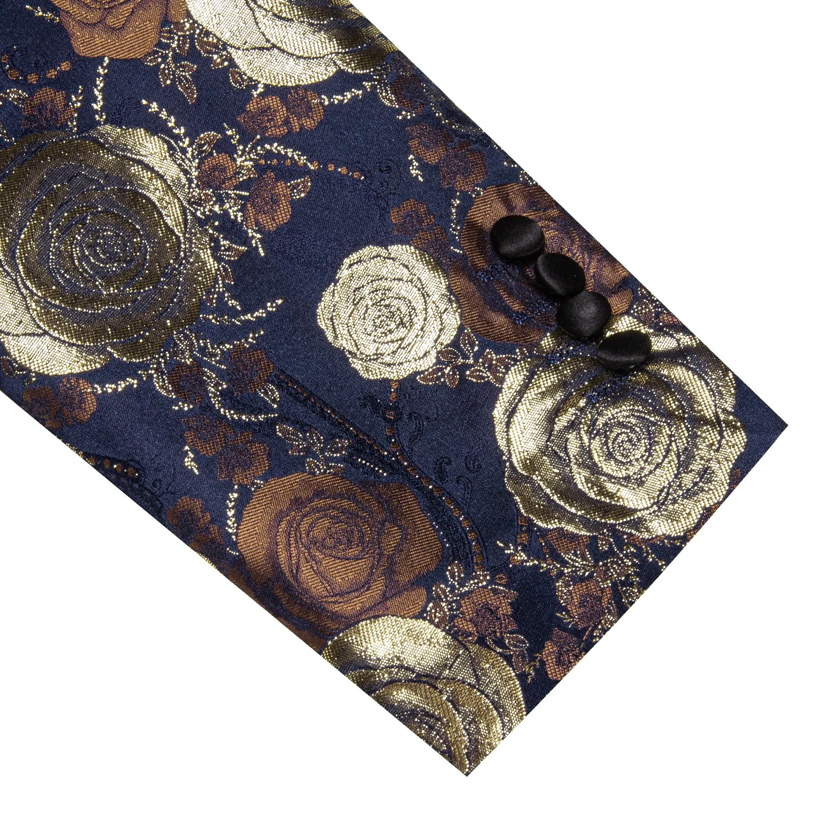 Gold Blue Brown Floral Rose Men's Suit for Party