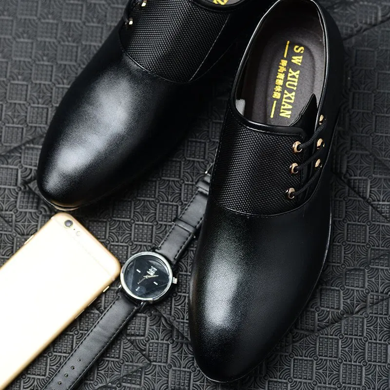 Jinquedai Italian men's leather shoes large size luxury dress shoes men's high quality office loafers men's casual wedding shoes