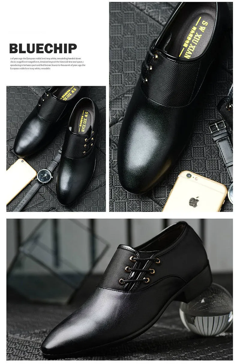 Jinquedai Italian men's leather shoes large size luxury dress shoes men's high quality office loafers men's casual wedding shoes