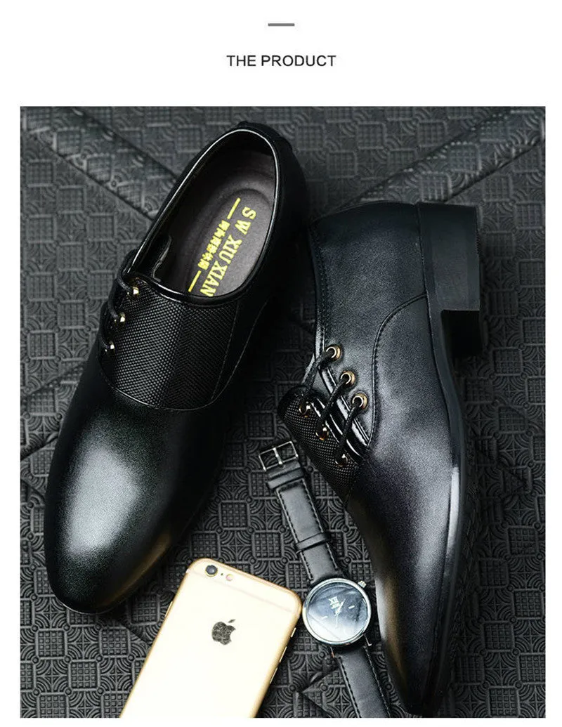 Jinquedai Italian men's leather shoes large size luxury dress shoes men's high quality office loafers men's casual wedding shoes