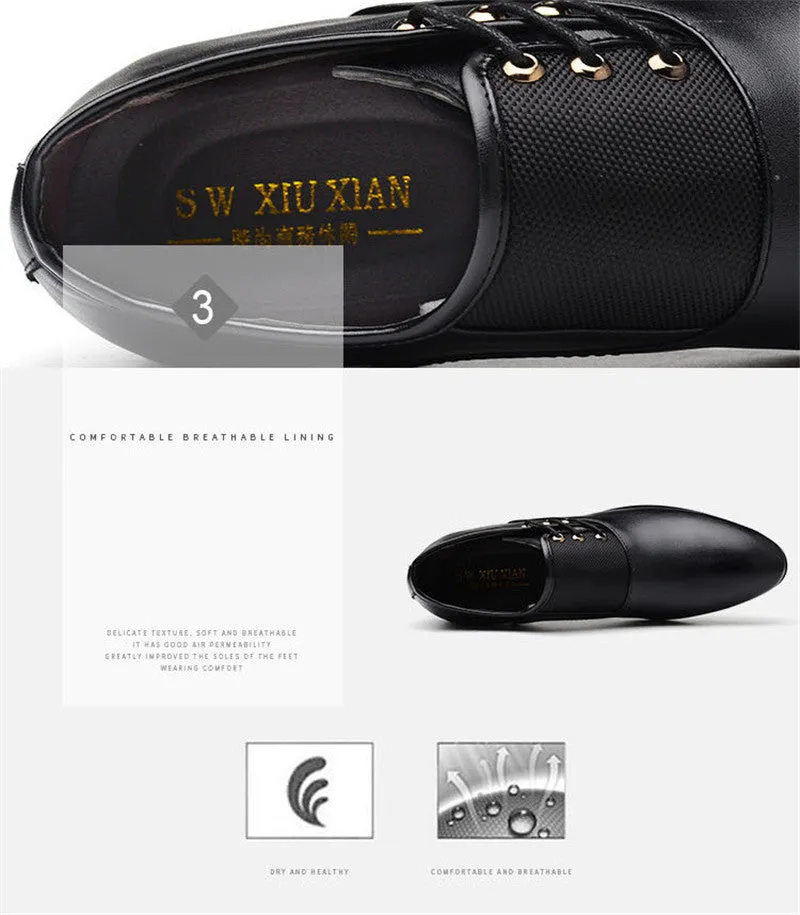 Jinquedai Italian men's leather shoes large size luxury dress shoes men's high quality office loafers men's casual wedding shoes