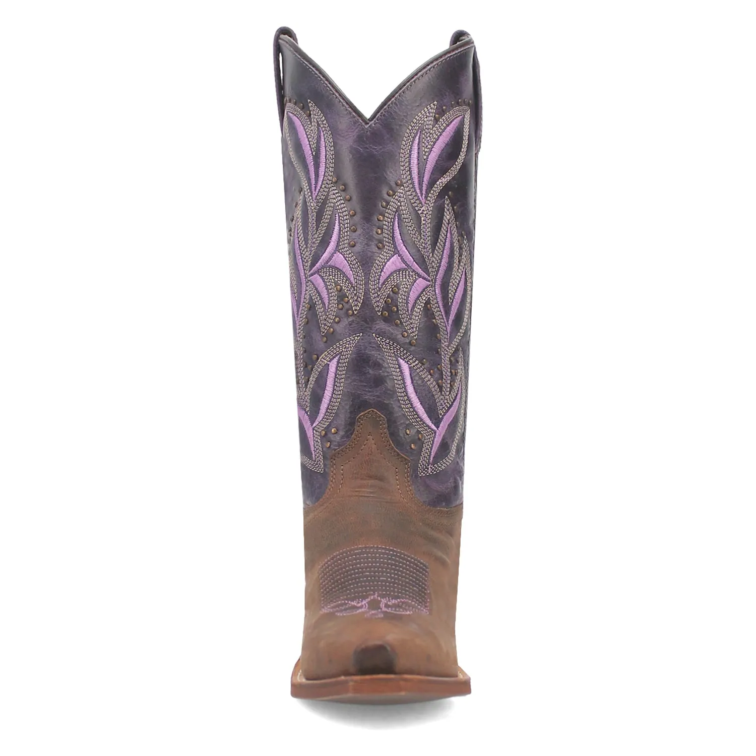 Laredo Womens Larissa Dark Brown/Purple Leather Cowboy Boots 7 M