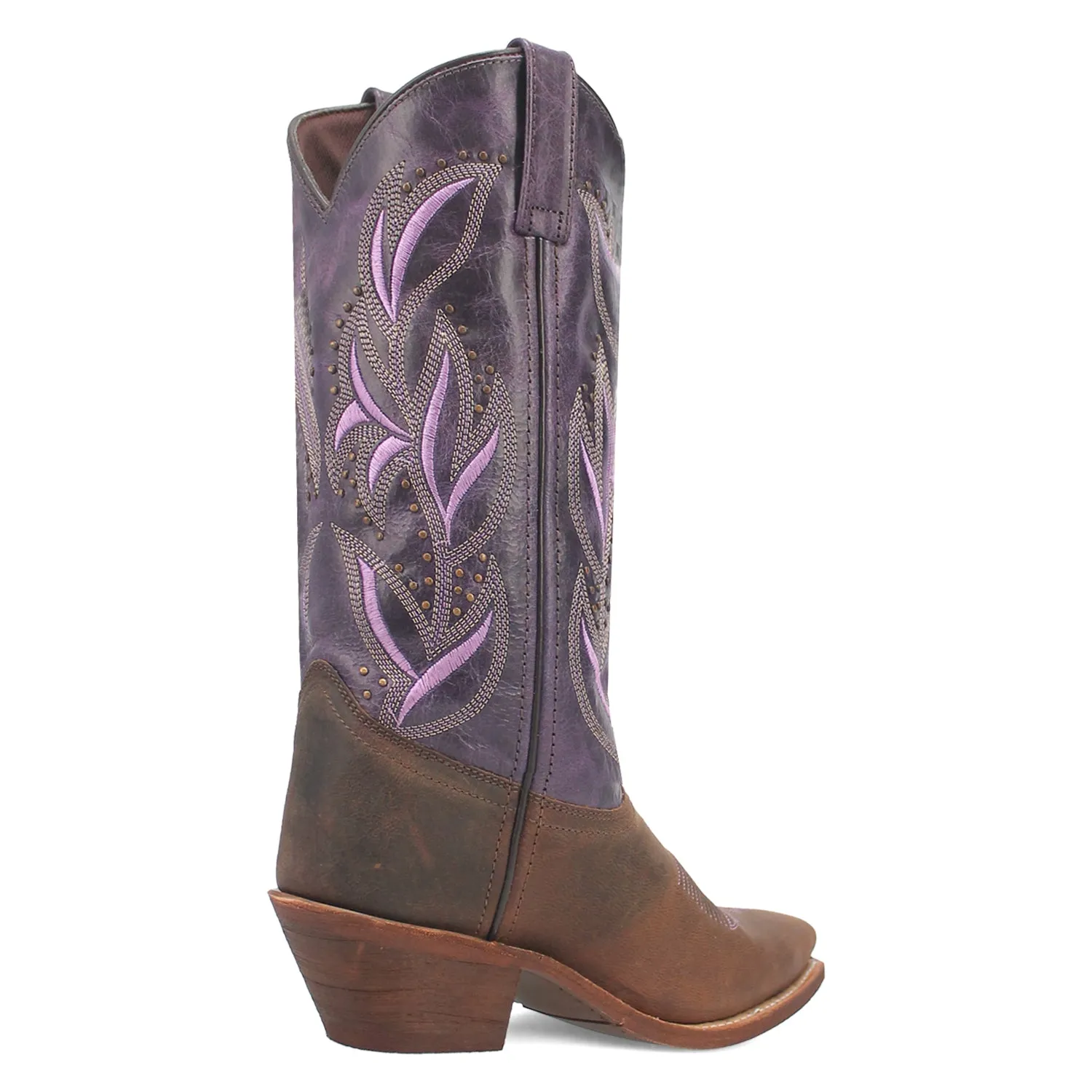 Laredo Womens Larissa Dark Brown/Purple Leather Cowboy Boots 7 M
