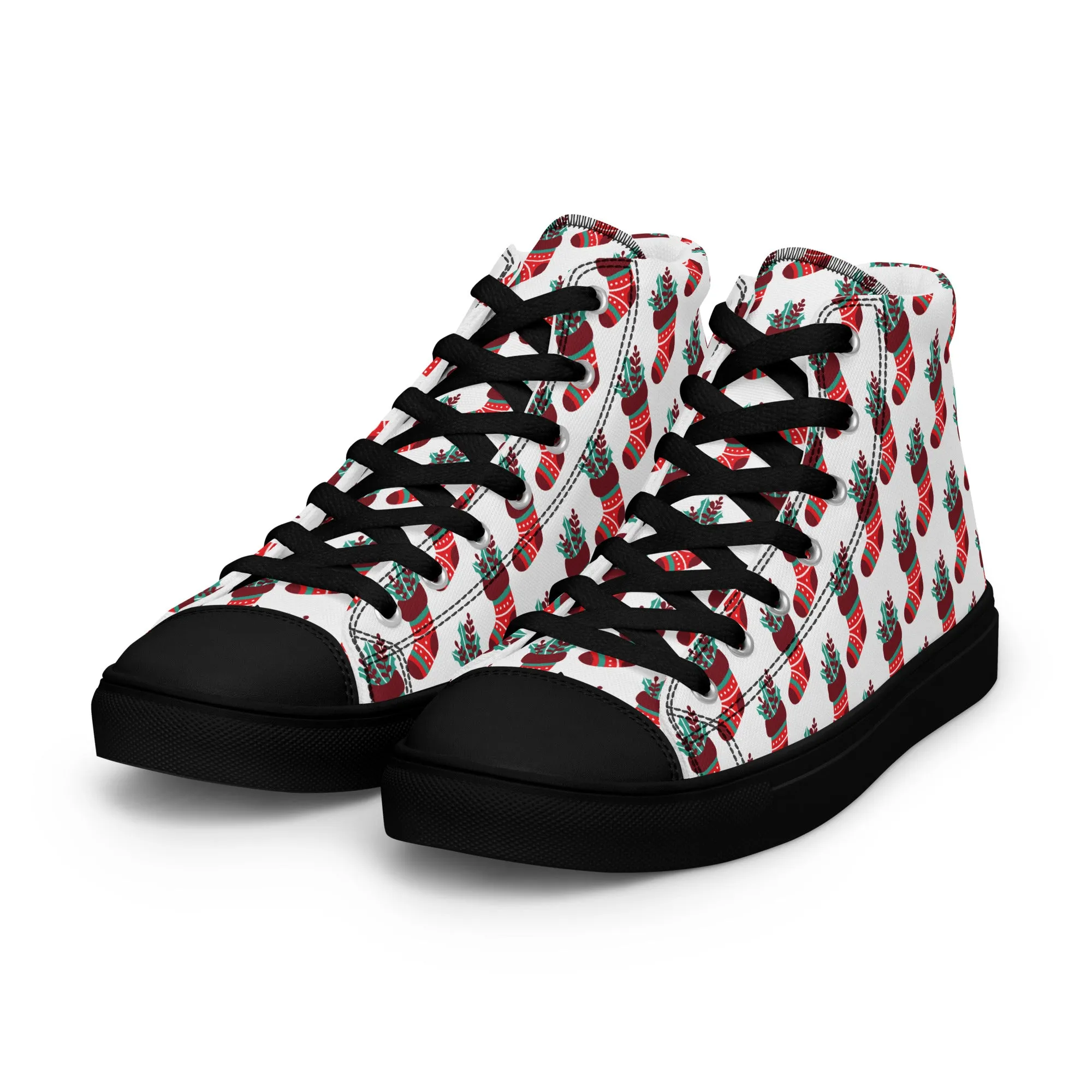 Men Christmas High Top Canvas Shoes (Glamourange Holiday Magic Canvas Shoes For Men - 0014)