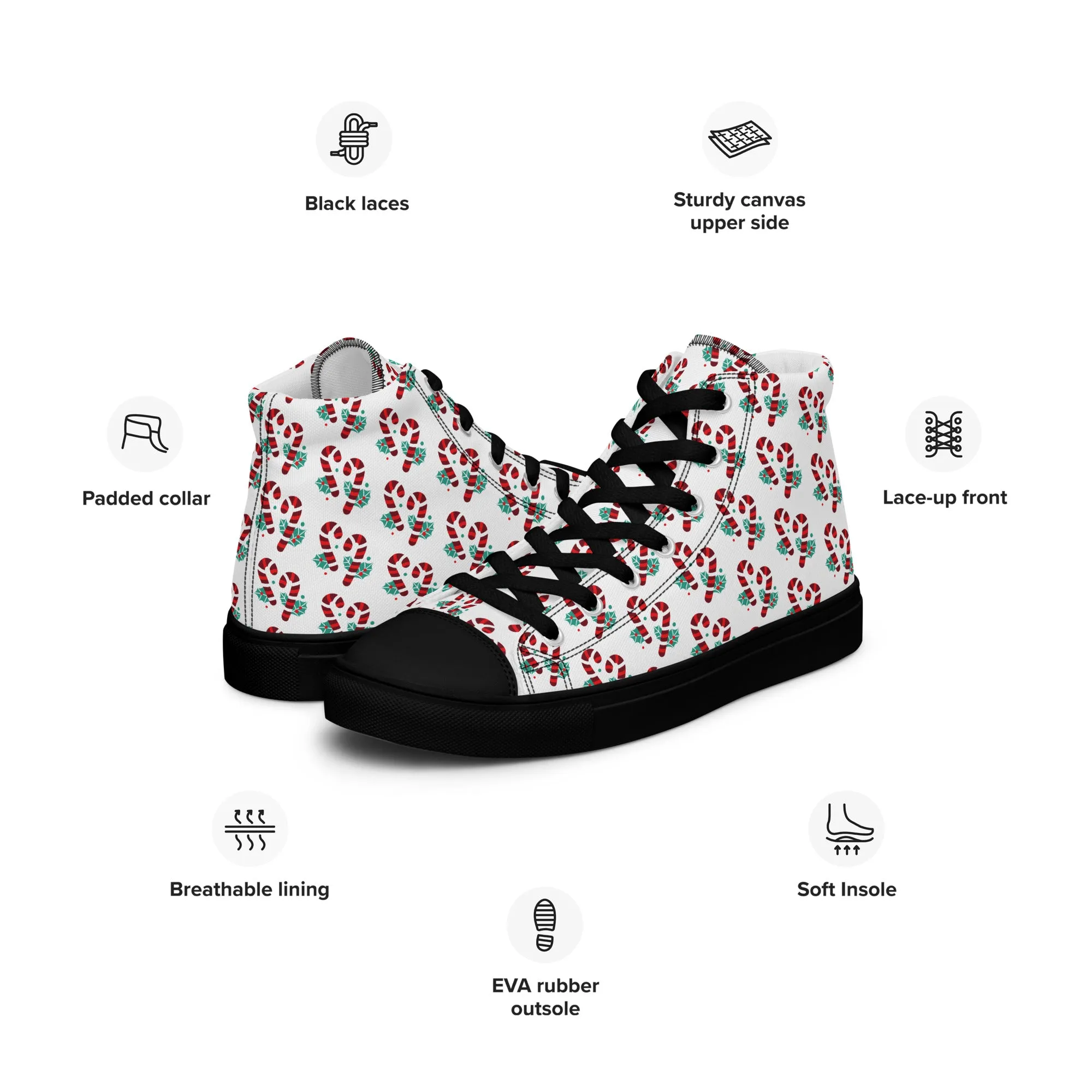 Men Christmas High Top Canvas Shoes (Glamourange Holiday Magic Canvas Shoes For Men - 005)