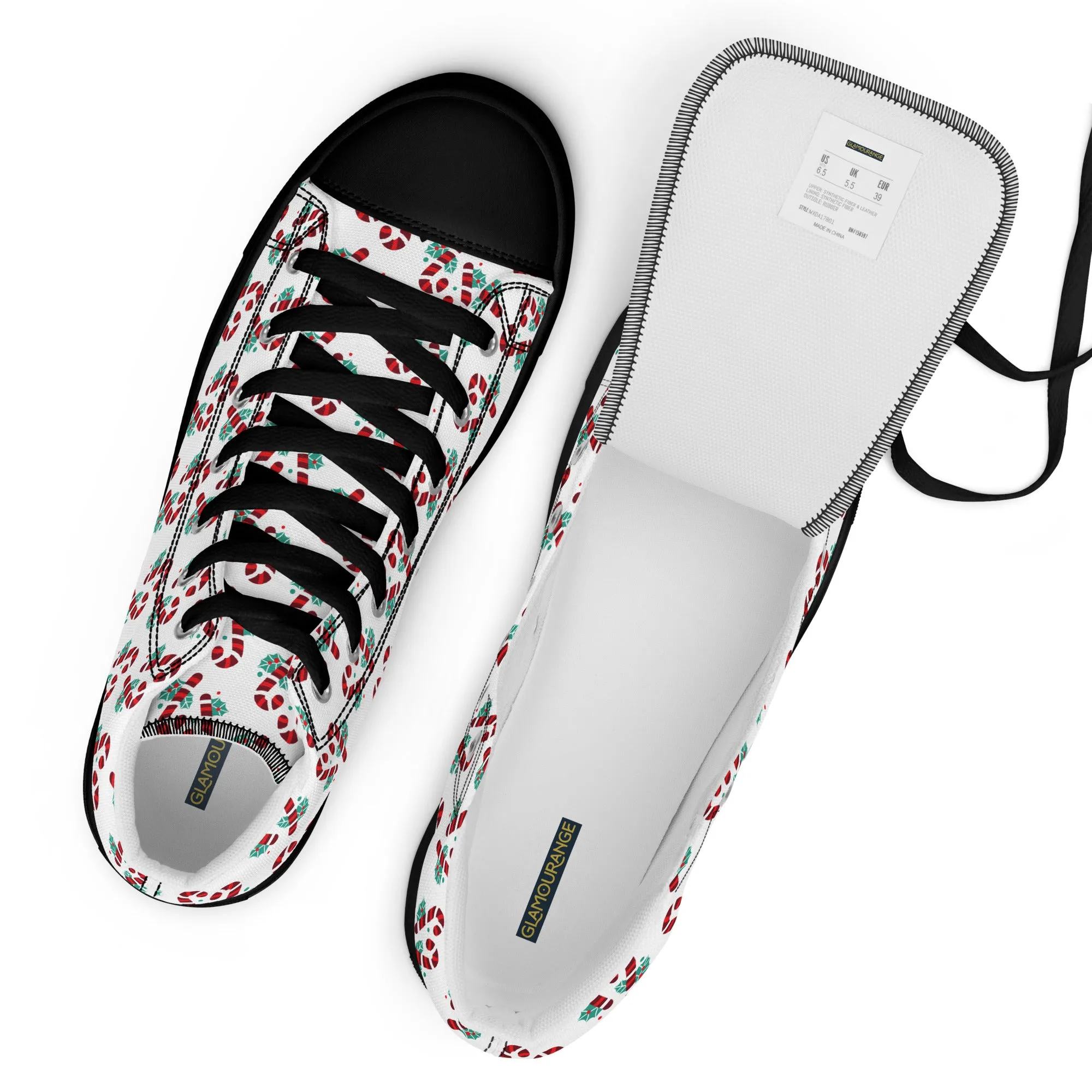 Men Christmas High Top Canvas Shoes (Glamourange Holiday Magic Canvas Shoes For Men - 005)