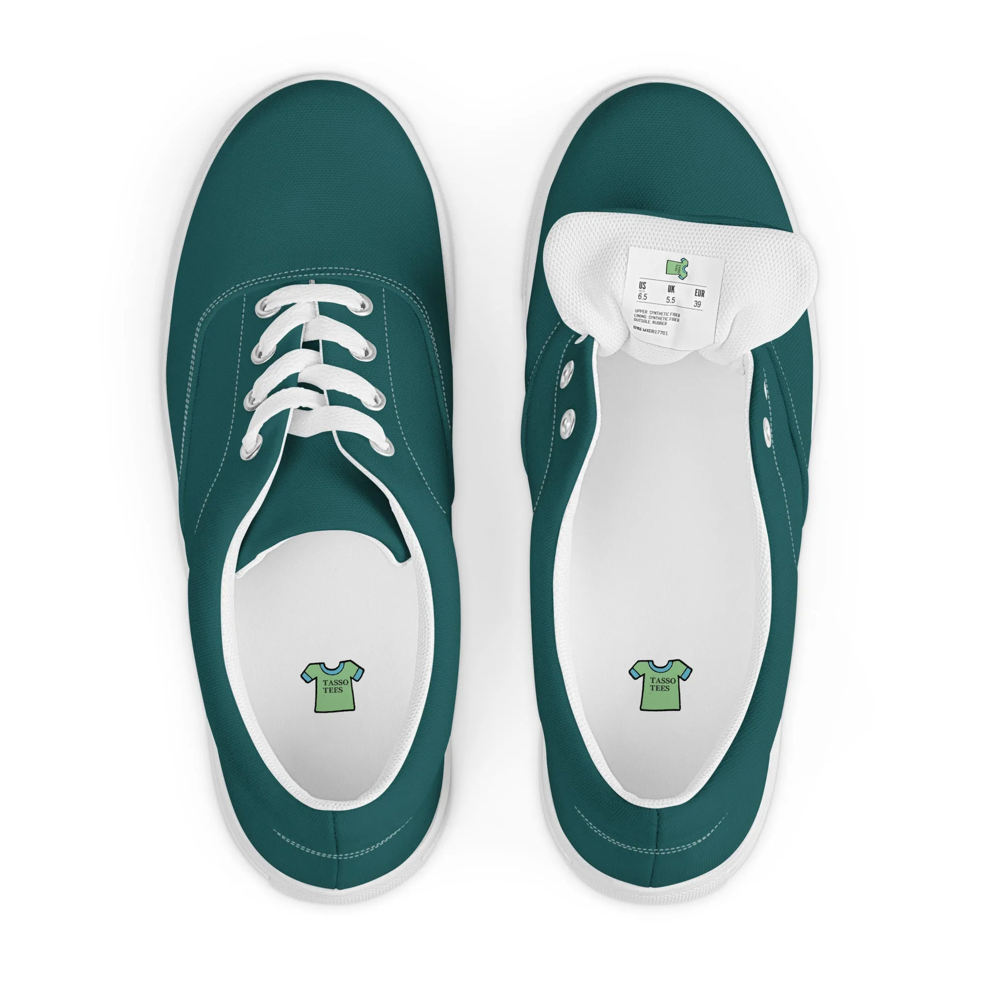Men’s Smoke Green lace-up canvas shoes, Men's Dark Green Canvas Shoes