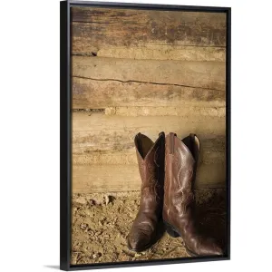 "Cowboy boots" Black Float Frame Canvas Art