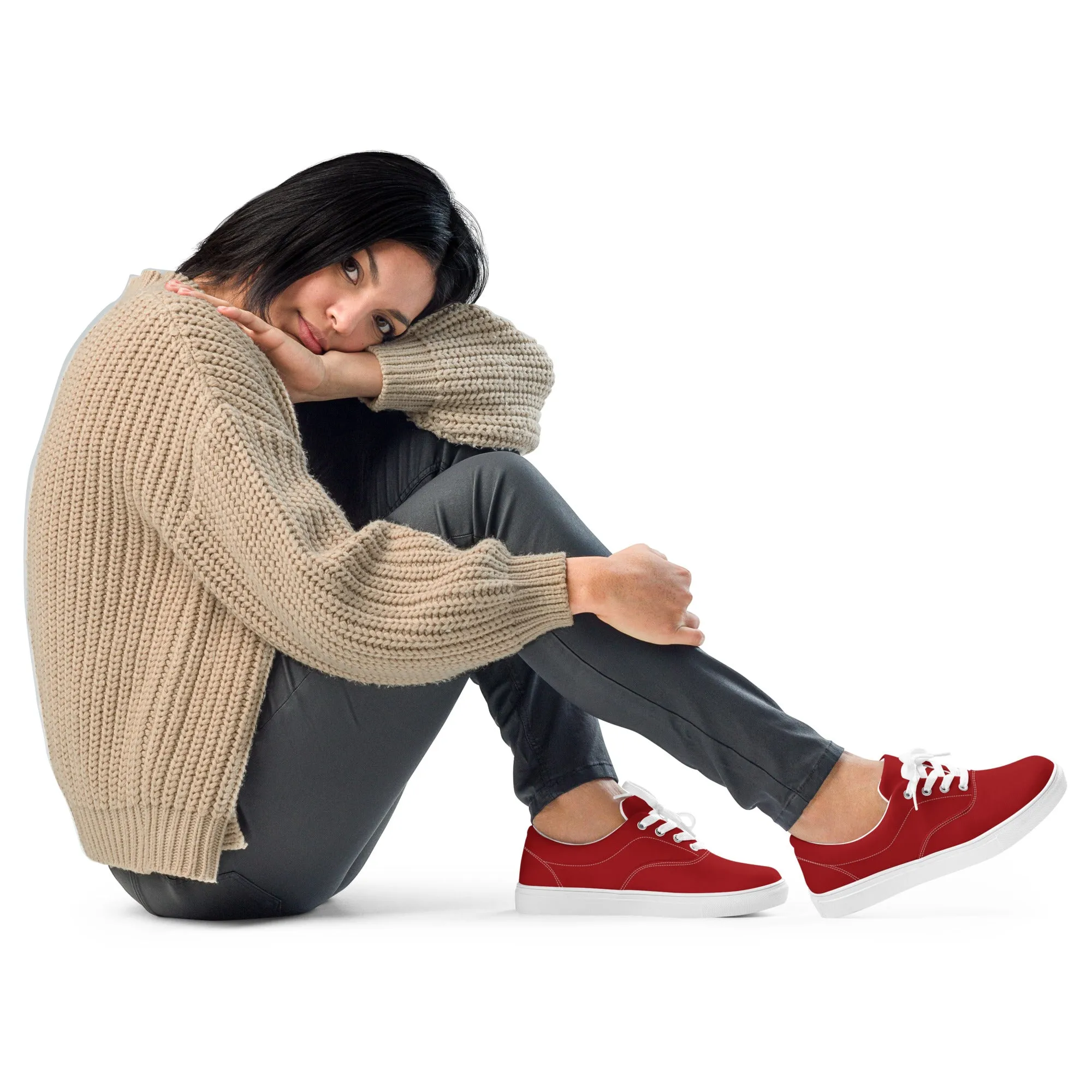 Red Women’s lace-up canvas shoes