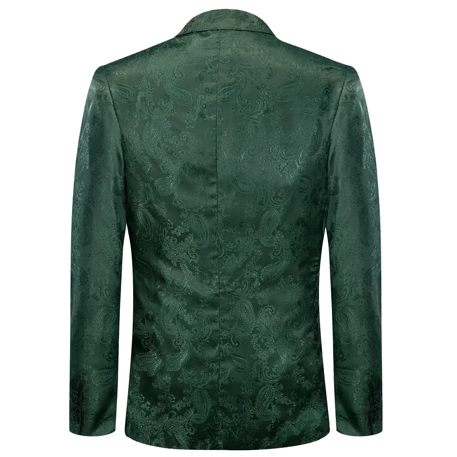 Ties2you Dress Suit for Men Sapphire Pine Green Paisley Notched Collar Silk Suit