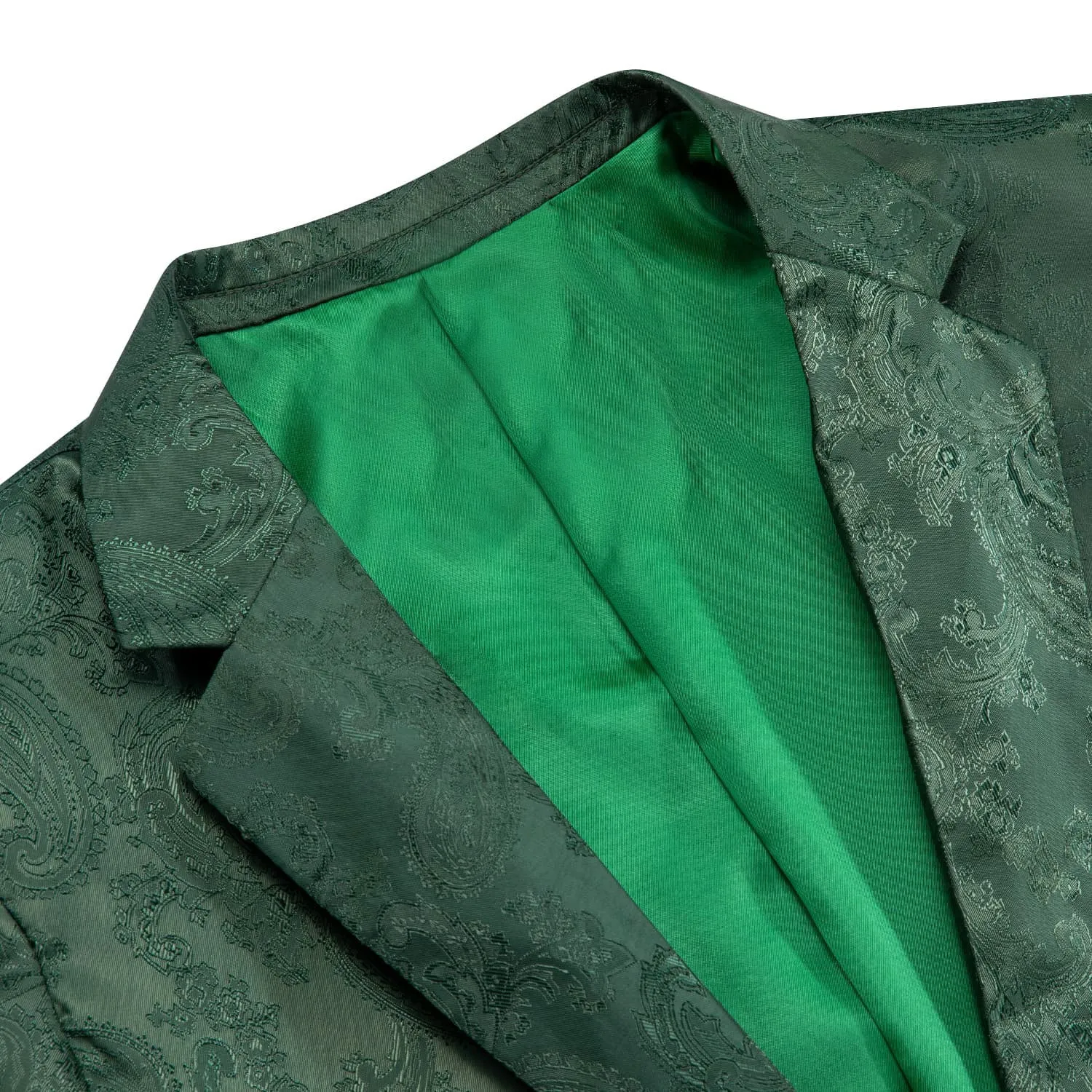 Ties2you Dress Suit for Men Sapphire Pine Green Paisley Notched Collar Silk Suit