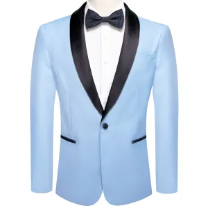 Ties2you Men's Suit Arctic Blue Solid Shawl Collar Silk Suit Fashion