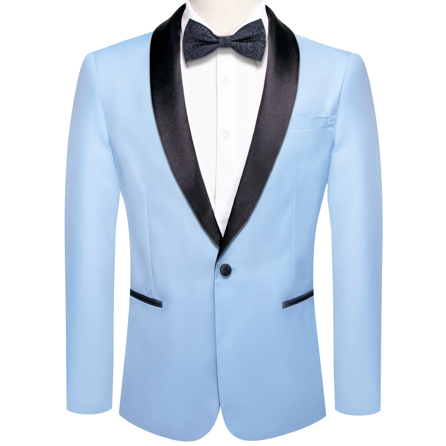 Ties2you Men's Suit Arctic Blue Solid Shawl Collar Silk Suit Fashion