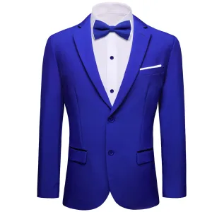Ties2you Men's Suit Azure Blue Solid Button Down Notched Collar Dress Suit Top