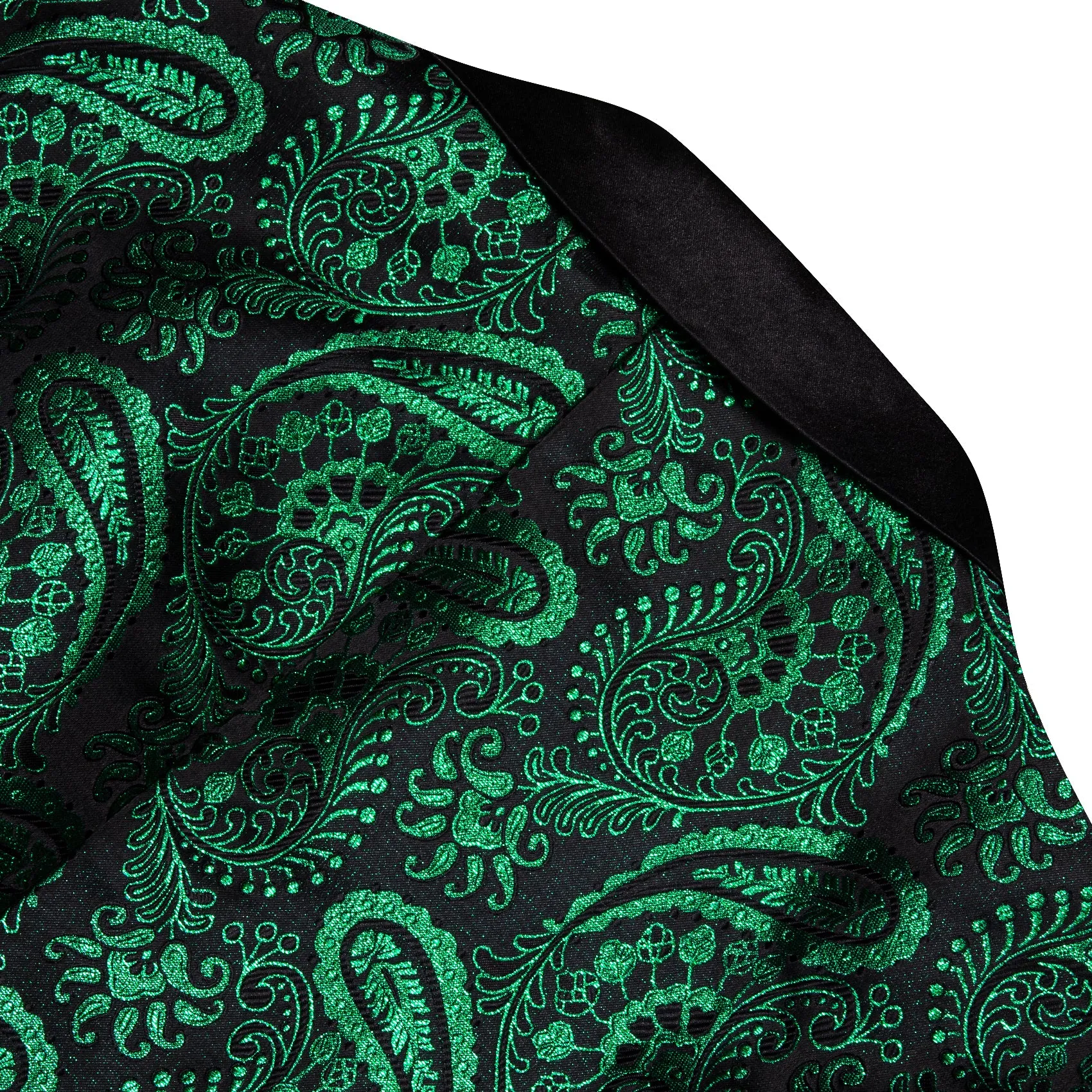 Ties2you Men's Suit Green Black Paisley Notched Collar Suit For Party
