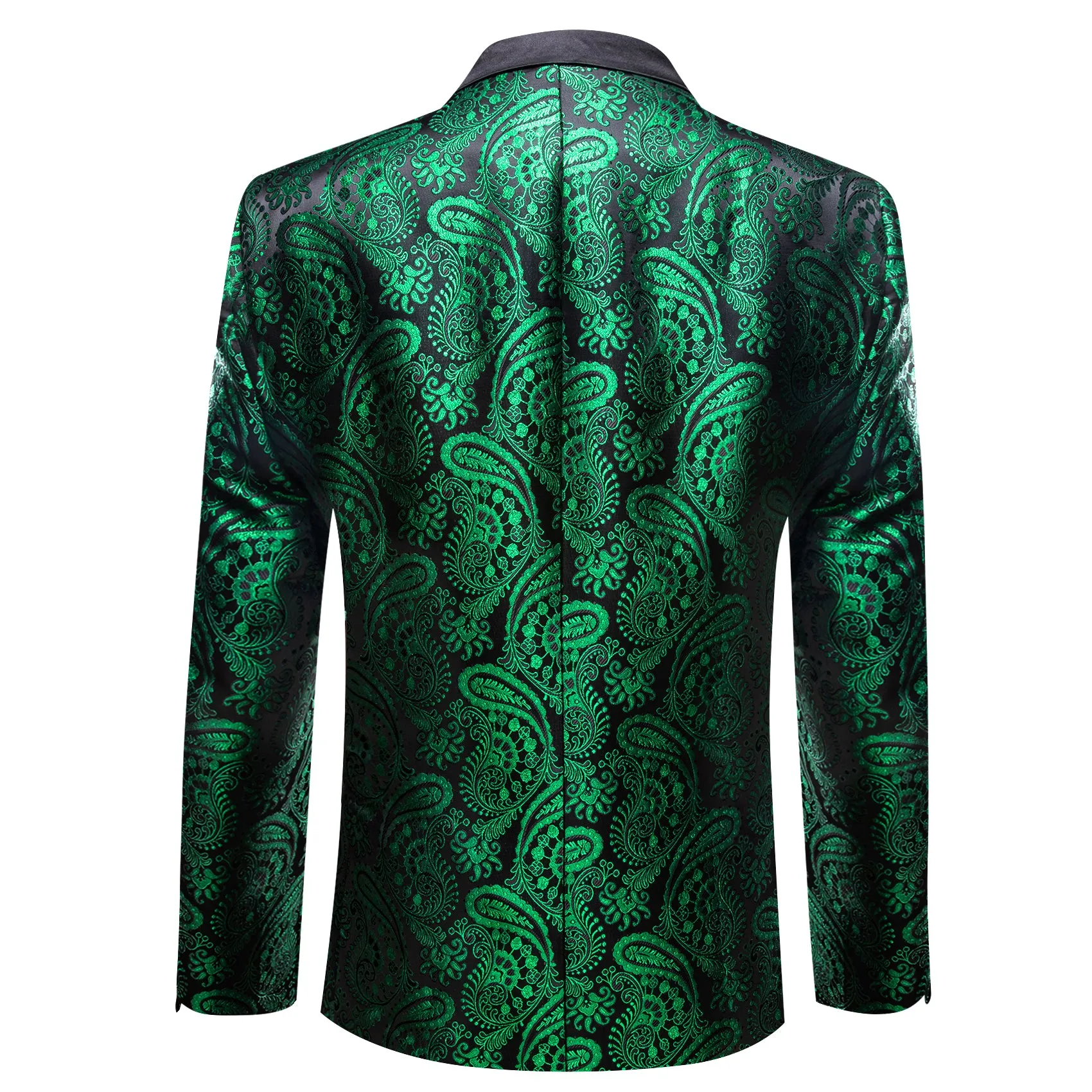 Ties2you Men's Suit Green Black Paisley Notched Collar Suit For Party