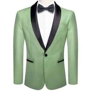 Ties2you Men's Suit Pale Green Solid Shawl Collar Silk Suit