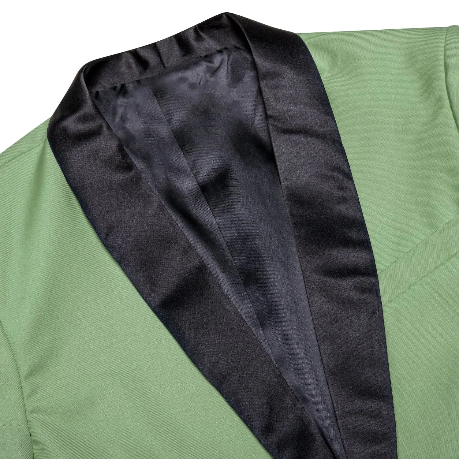 Ties2you Men's Suit Pale Green Solid Shawl Collar Silk Suit