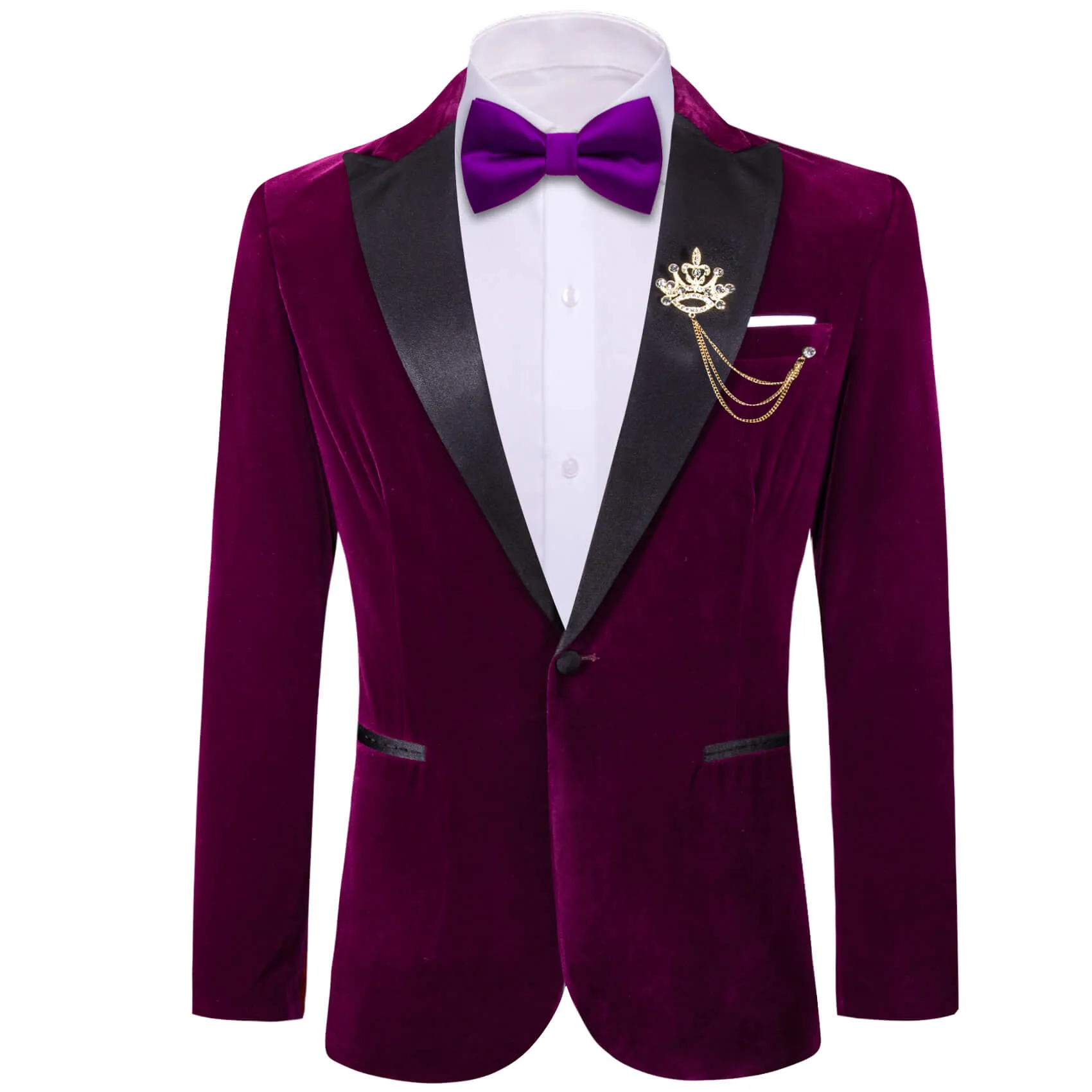 Ties2you Men's Suit Plum Purple Solid Silk Peak Collar Suit Jacket