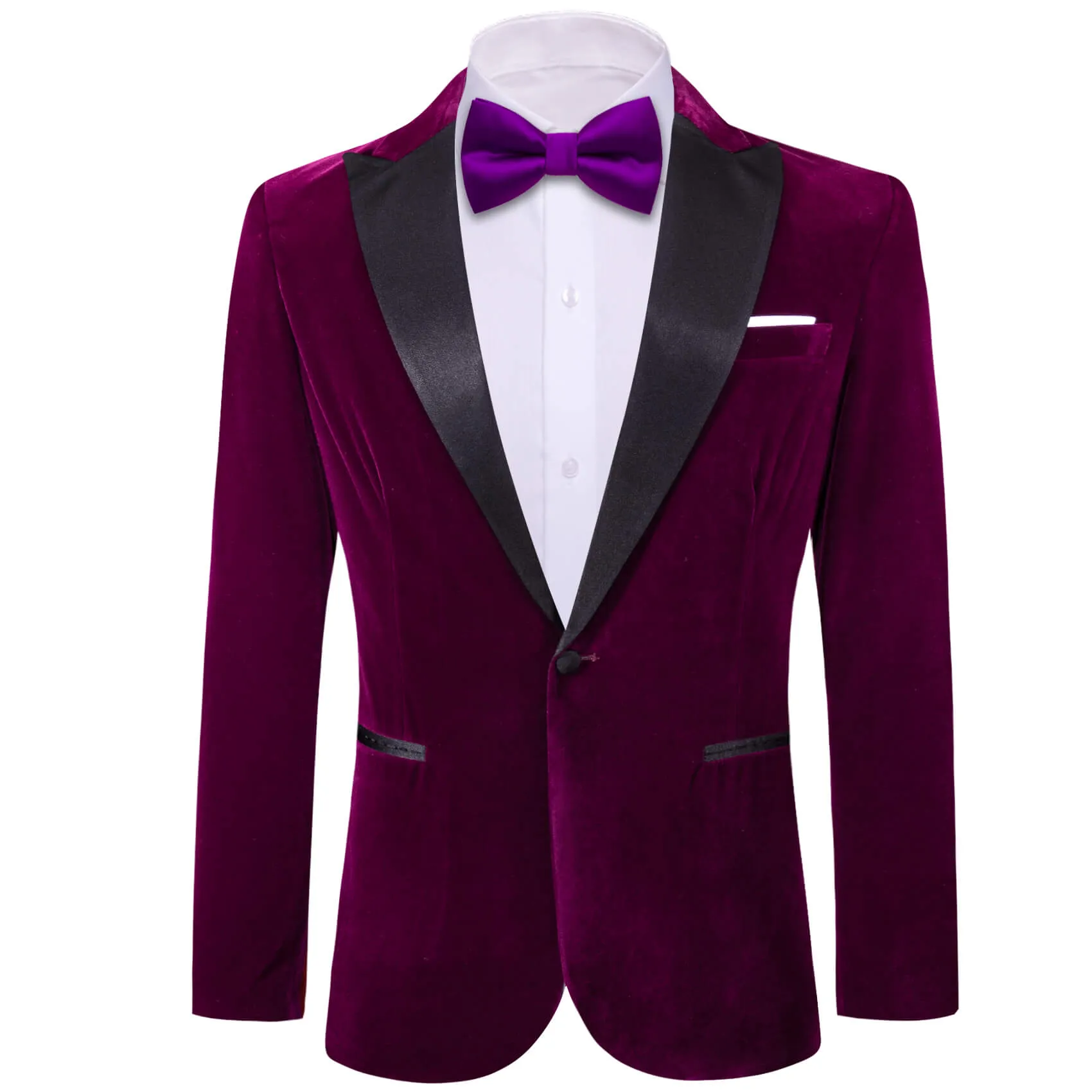 Ties2you Men's Suit Plum Purple Solid Silk Peak Collar Suit Jacket