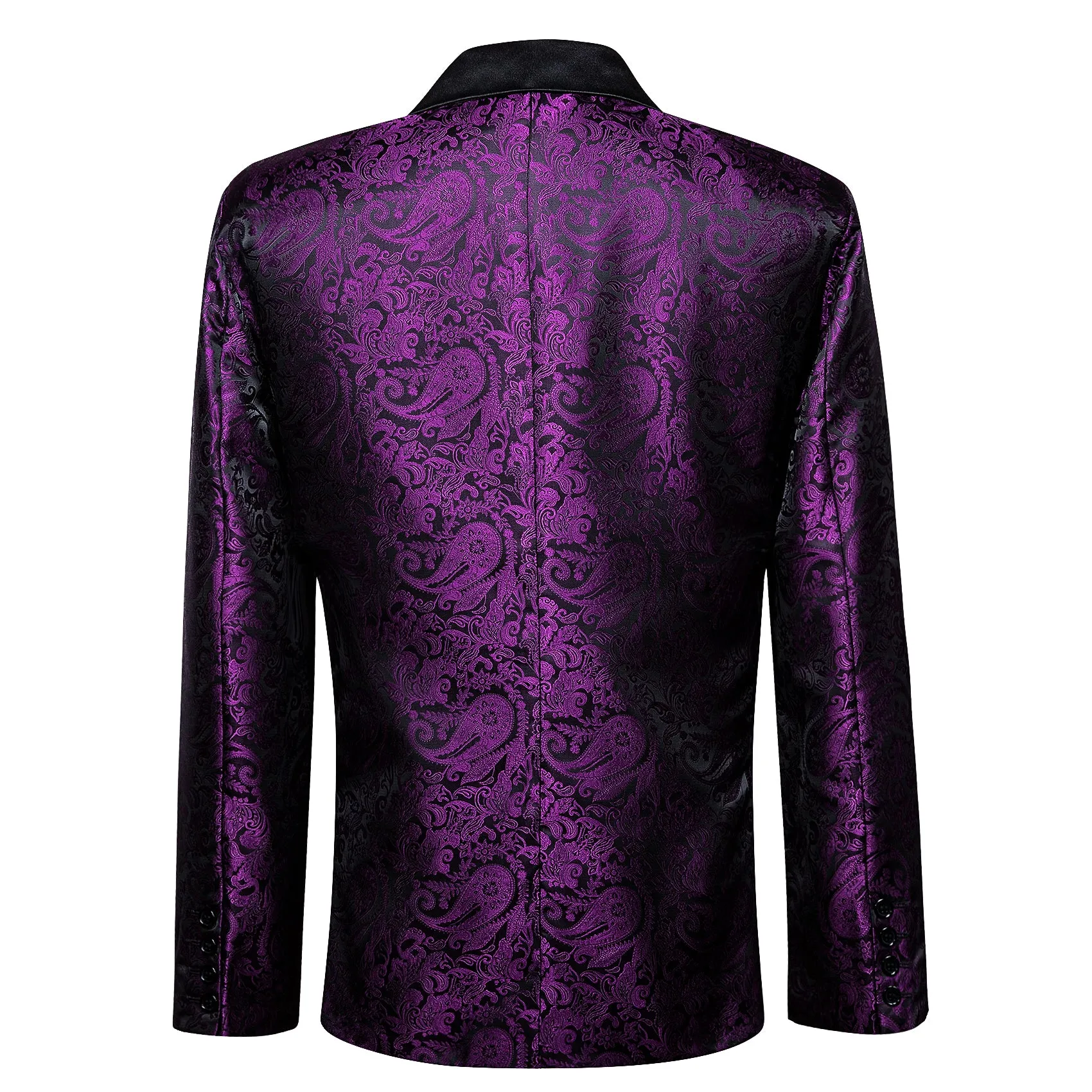Ties2you Men's Suit Purple Black Paisley Men's Notched Collar Suit For Party