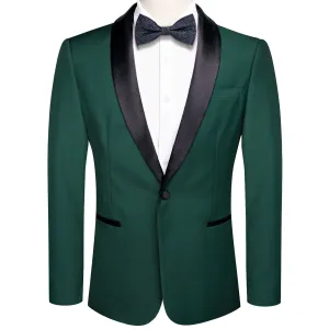 Ties2you Men's Suit Sapphire Pine Green Solid Shawl Collar Silk Suit