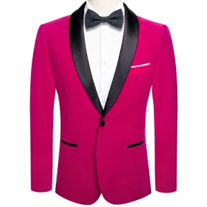 Ties2you Prom Suit Magenta Pink Solid Shawl Collar Button Up Mens Dress Suit Jacket
