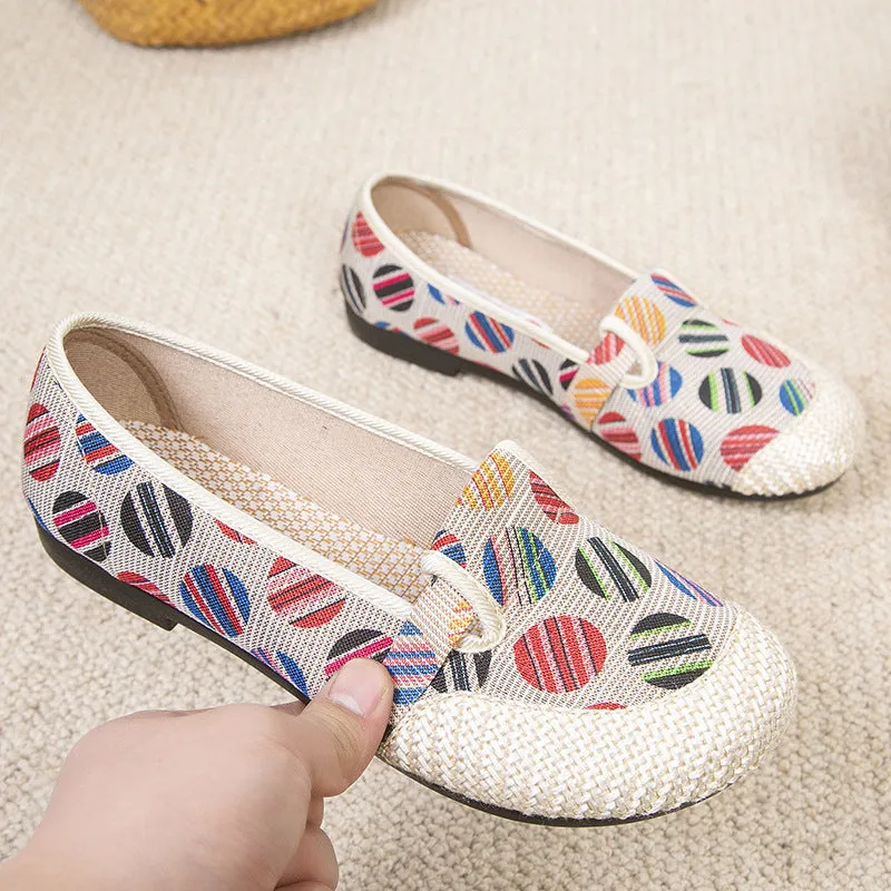 Women's Slip-on Flat Mom Linen Leisure Old Canvas Shoes